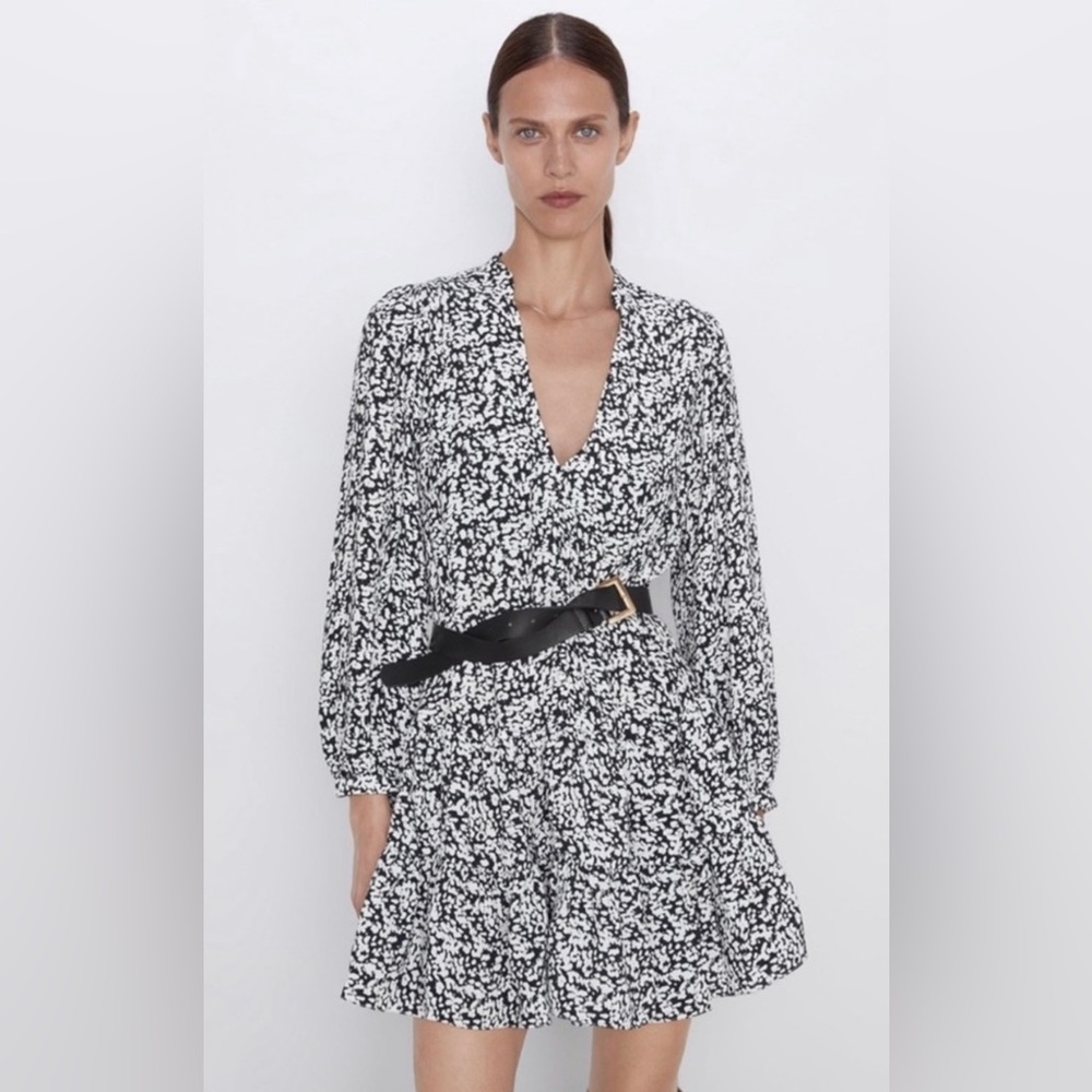 Zara Long Sleeve Flowy Floral Print Dress - Picture 3 of 11